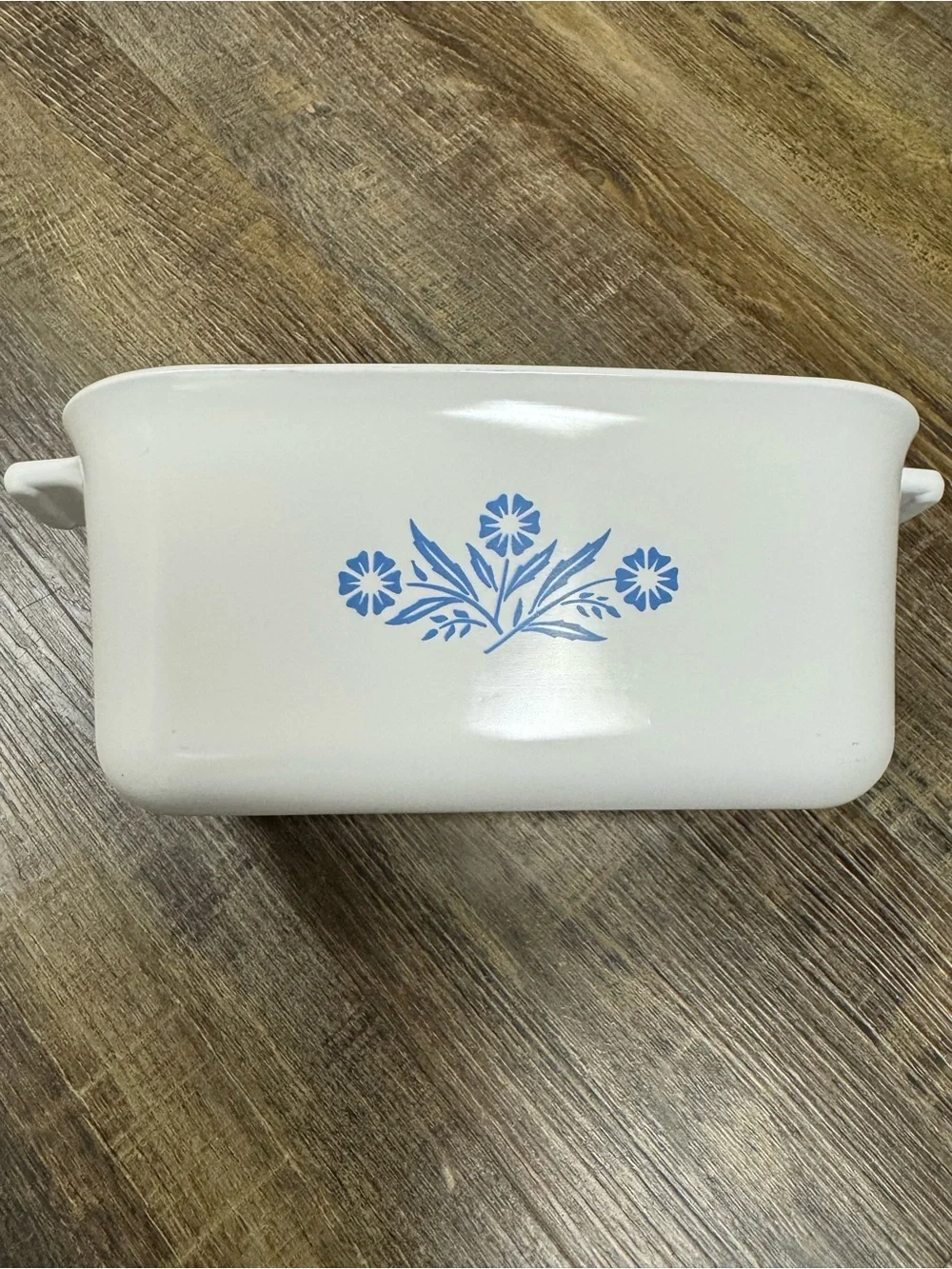 Corning Ware Vintage White Ceramic Baking Dish with Blue Floral Design